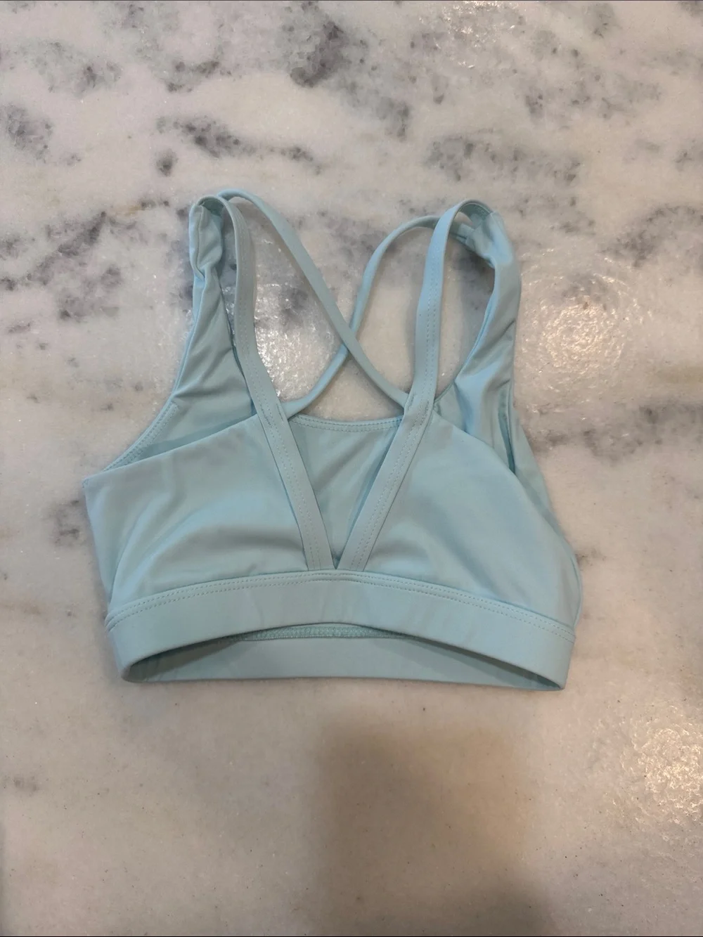 Light Blue Girls Sports Bra & High-Waist Shorts Set size 7-8